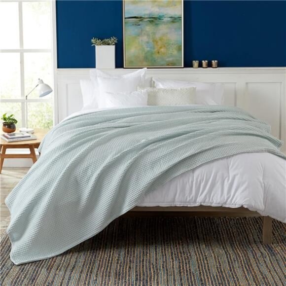 100% Cotton Waffle Weave Bed Blanket | Soft, Breathable, and Lightweight Blanket - Picture 3 of 8